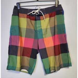 American Eagle Swim Trunks Board Shorts Mens Sz M Multicolored Color Block 30x10
